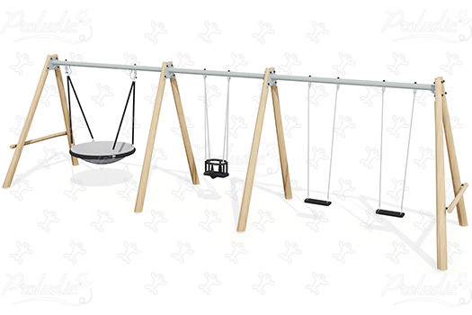 J447-G place zabaw place zabaw z naturalnego drewna huśtawki obraz 3d
