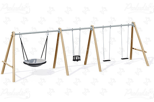 J447-G place zabaw place zabaw z naturalnego drewna huśtawki obraz 3d