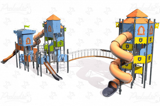 Potrójna wieża J4703-P place zabaw zabawki tematyczne Średniowiecze obraz 3d