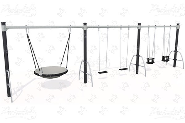 Gondola, 2 płaskie siedzenia, 2 foteliki dziecięce J493-G® place zabaw tradycyjne urządzenia zabawowe huśtawki obraz 3d