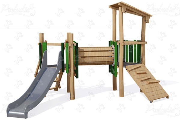 J4933-V place zabaw place zabaw z naturalnego drewna konstrukcje wielofunkcyjne obraz 3d