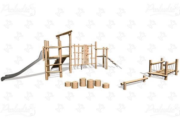 J4934 place zabaw place zabaw z naturalnego drewna konstrukcje wielofunkcyjne obraz 3d