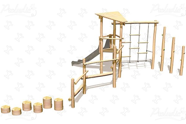 J4938 place zabaw place zabaw z naturalnego drewna konstrukcje wielofunkcyjne obraz 3d