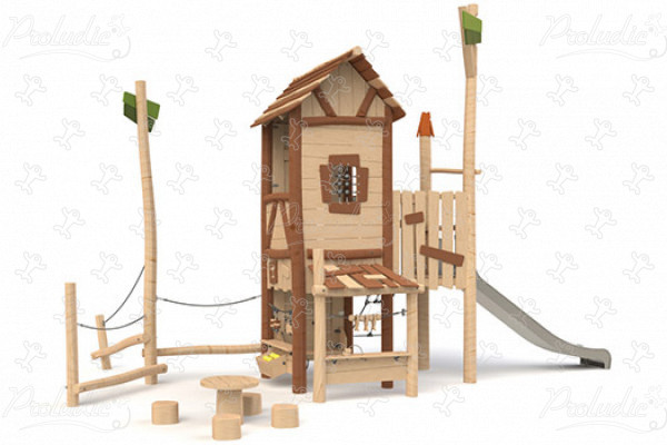 Osada J49405® place zabaw place zabaw z naturalnego drewna konstrukcje wielofunkcyjne obraz 3d