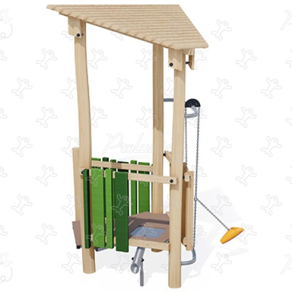 Chata J4942-V place zabaw place zabaw z naturalnego drewna domki zabawowe obraz 3d