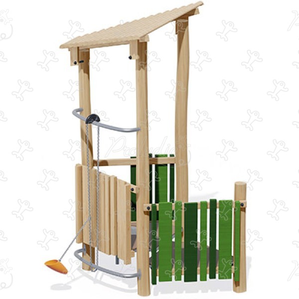 Chata J4942-V place zabaw place zabaw z naturalnego drewna domki zabawowe obraz 3d