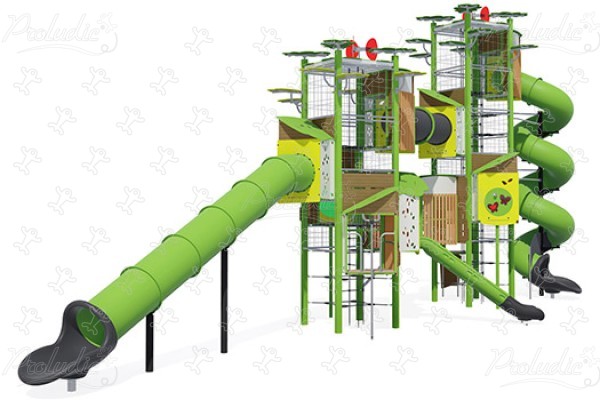 Podwójna wieża J56101 place zabaw zestawy wielofunkcyjne kanopé obraz 3d