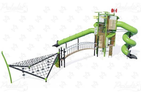 Wieża z rozszerzeniem wspinaczkowym J56105 place zabaw zestawy wielofunkcyjne kanopé obraz 3d