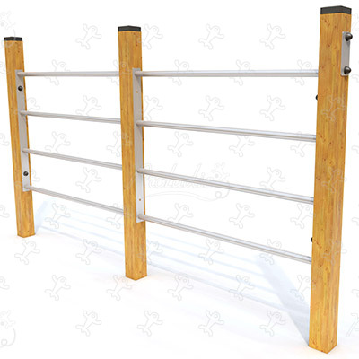 Juniorowe podwójne drążki JPS11-J sport i fitness acti’fun Ścieżka zdrowia wykonana z drewna obraz 3d